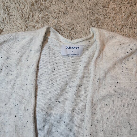 Old Navy Open Front Long Light Grey Oatmeal color Confetti Heathered Cardigan - Picture 4 of 6
